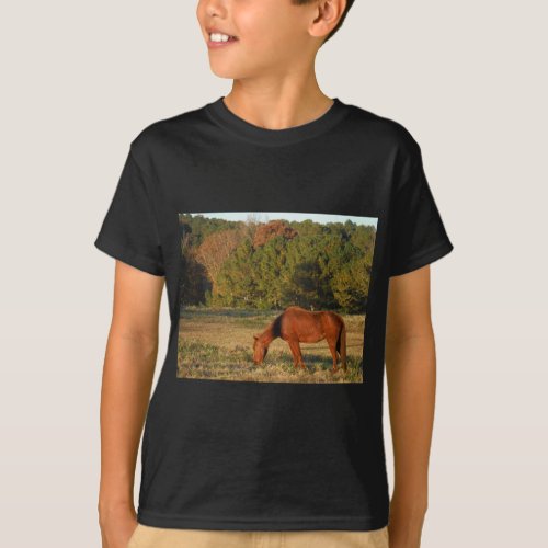 Brown Horse with Pine Trees T_Shirt