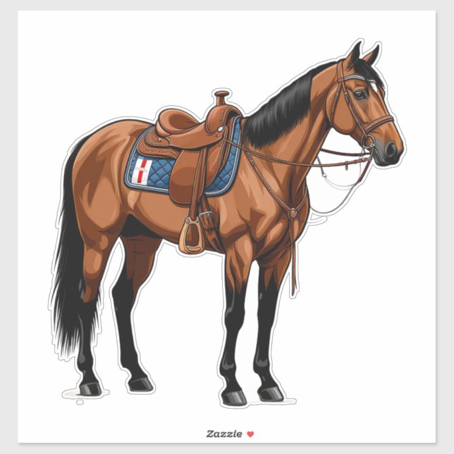 🐎 Brown Horse With Saddle For Equestrian Riders  Sticker (Sheet)