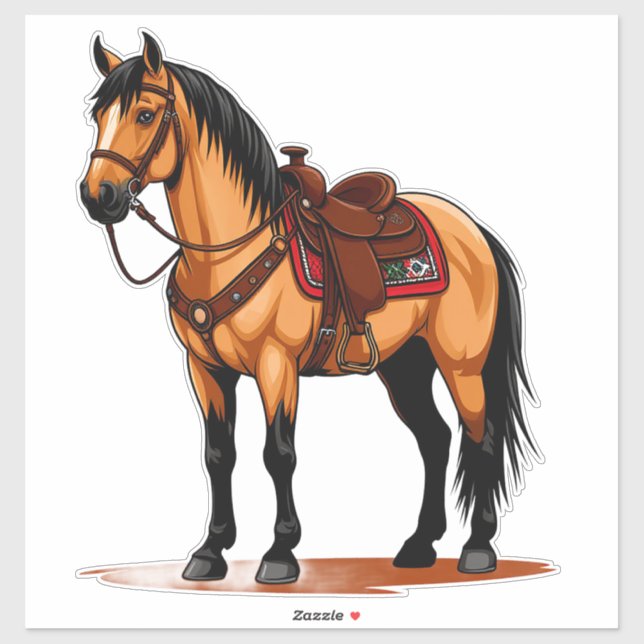 Brown Horse With Saddle Sticker (Sheet)
