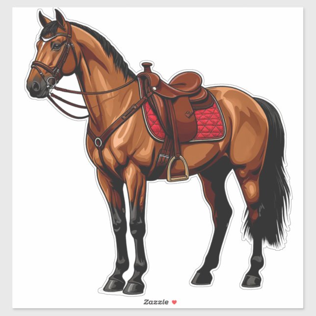 Brown Horse With Saddle Sticker (Sheet)