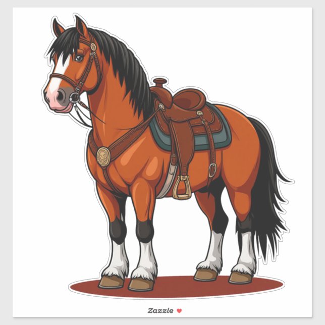 Brown Horse With Saddle Sticker (Sheet)
