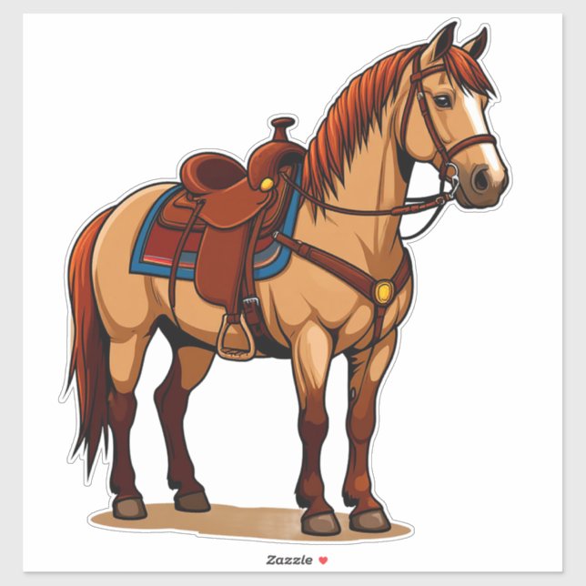 Brown Horse With Saddle Sticker (Sheet)