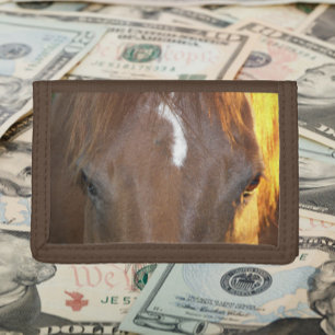 Brown Horse with White Face Marking Tri-fold Wallet