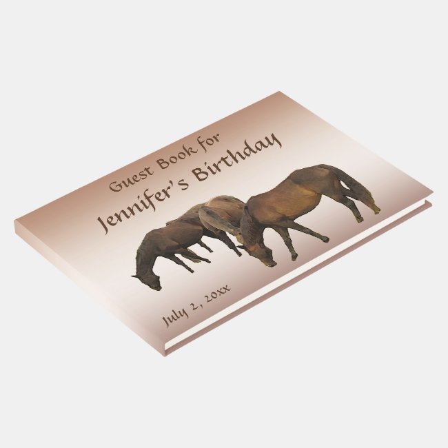 Brown Horses Animal Birthday Party Guest Book