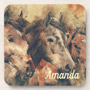 Brown Horses Beverage Coaster