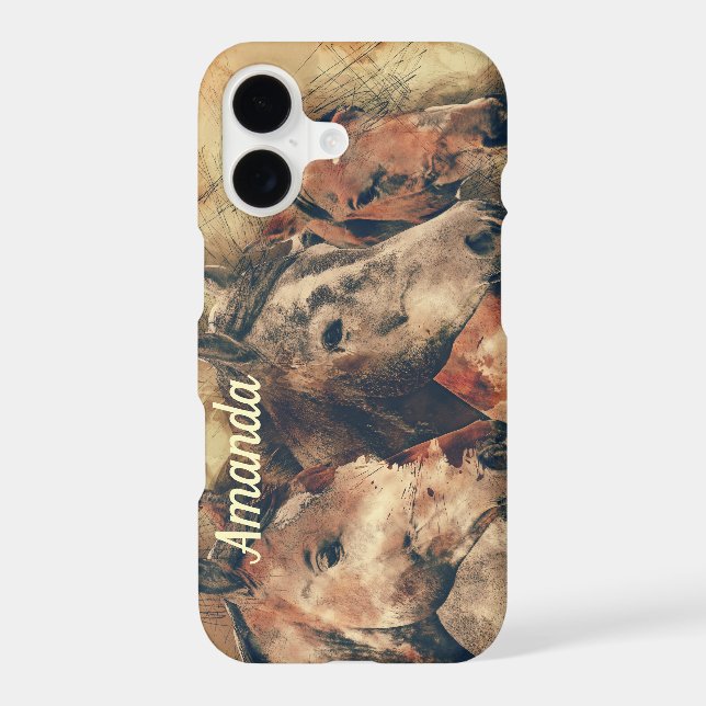 Brown Horses Iphone Case (Back)