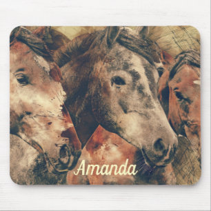 Brown Horses Mouse Pad