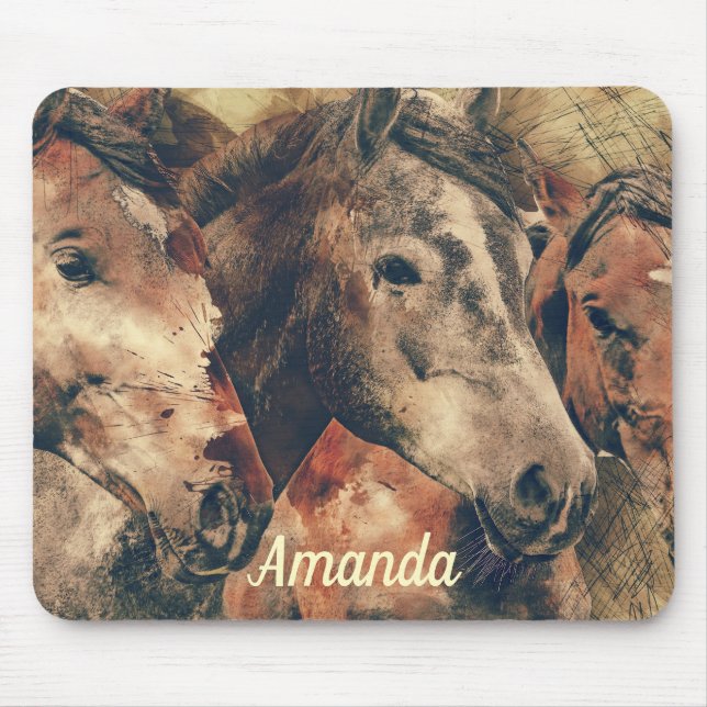 Brown Horses Mouse Pad (Front)