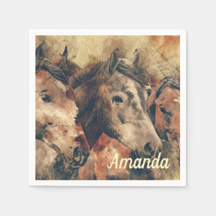 Brown Horses Napkins