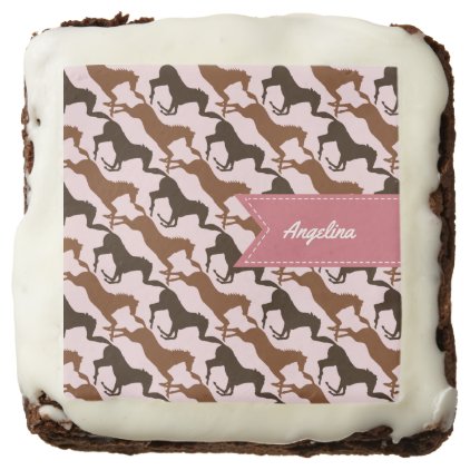 Brown Horses on Pink Brownie