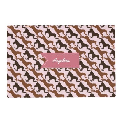 Brown Horses on Pink Placemat