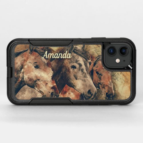 Brown Horses OtterBox Commuter iPhone 11 Case