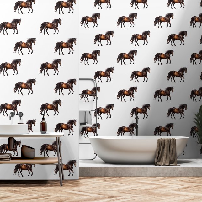 Brown Horses Wallpaper (Bathroom)