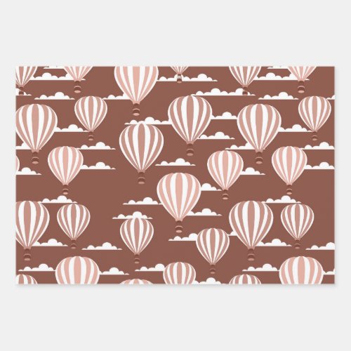 Brown hot air balloon wrapping paper sheets