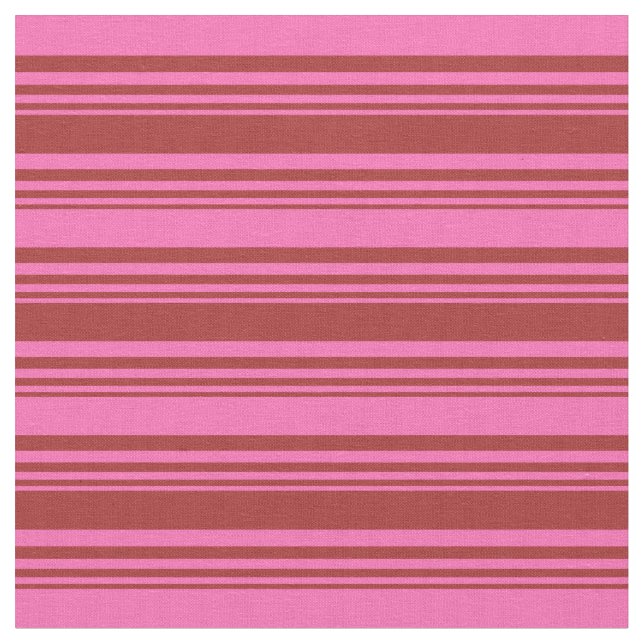 Brown & Hot Pink Lines Pattern Fabric (Close Up)