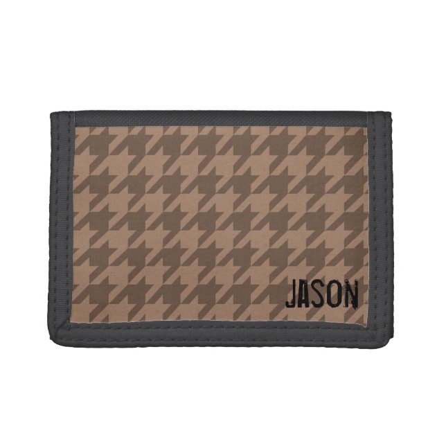 Brown Houndstooth Custom Name Wallet (Front)