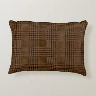 Brown Houndstooth Glen Check Pattern Accent Pillow