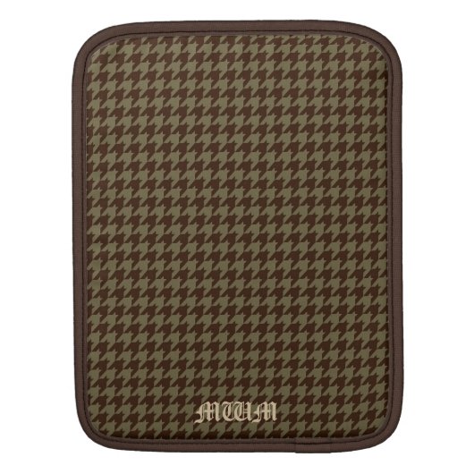 Brown Houndstooth Handsome Gentlemen's Pattern iPad Sleeve (Back)