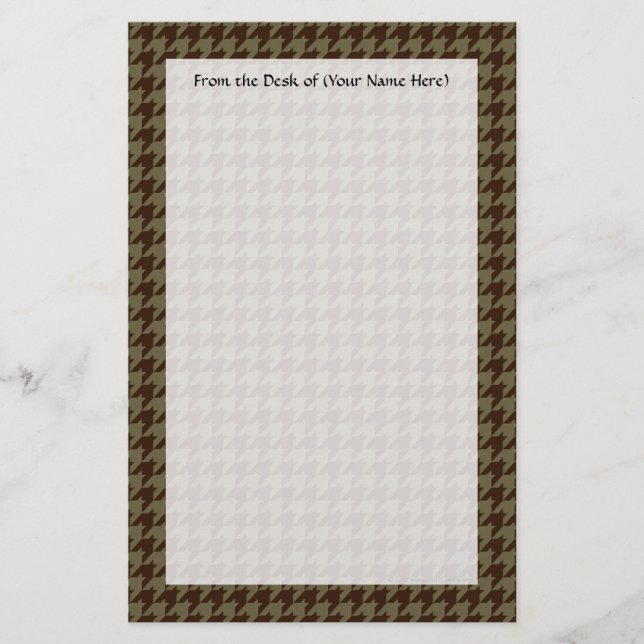 Brown Houndstooth Handsome Gentlemen's Pattern Stationery (Front)