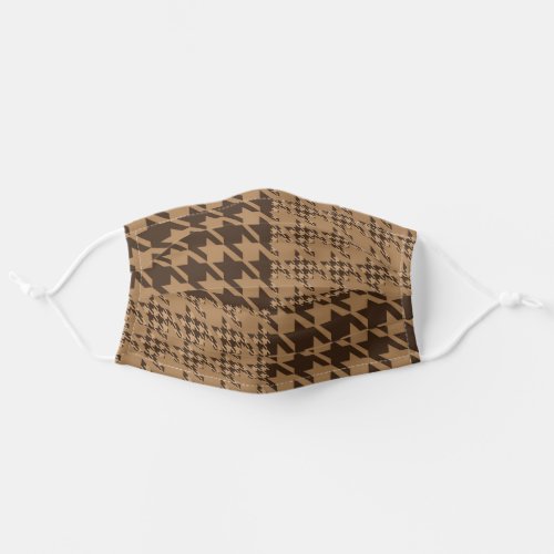 Brown Houndstooth Patchwork Pattern Adult Cloth Face Mask