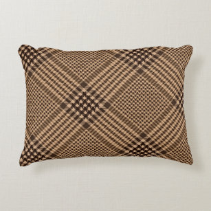 Brown Houndstooth Scottish Check Plaid Pattern Accent Pillow