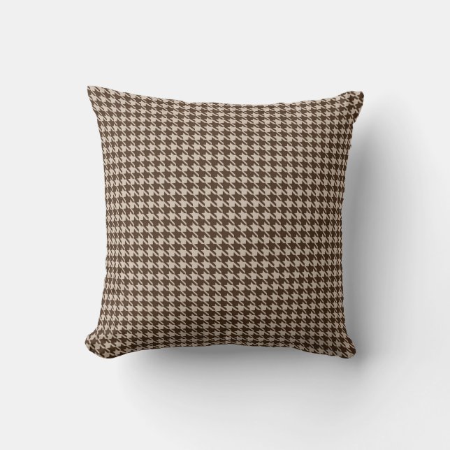 Brown Houndstooth  Throw Pillow (Front)