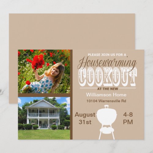 Brown Housewarming Cookout Invitation