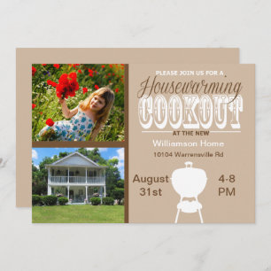 Brown Housewarming Cookout Invitation