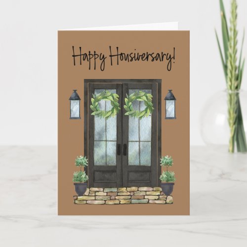 Brown Housiversary Front Door Home Anniversary Card