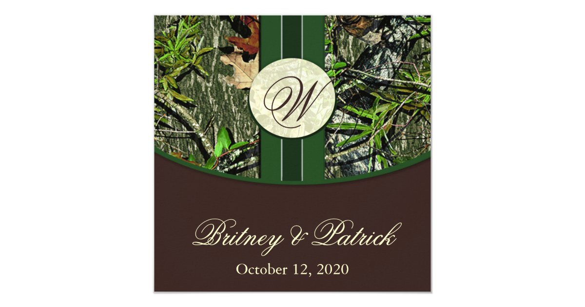 Brown Hunter Green Camo Wedding Invitations Zazzle Brown Hunter Green Camo Wedding Invitations Zazzle