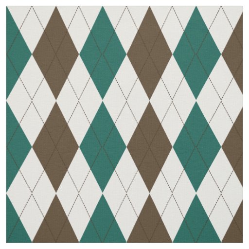 Brown | Hunter Green | White Argyle Pattern Fabric