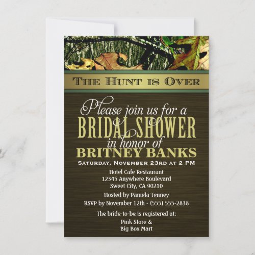 Brown Hunting Camo Bridal Shower Invitations