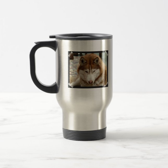 Brown Husky  Travel Mug (Left)