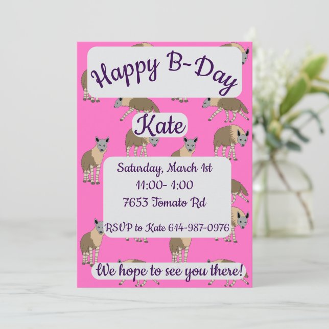 Brown Hyenas Happy Birthday Invitation (Standing Front)