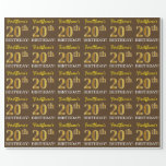 [ Thumbnail: Brown, Imitation Gold Look "20th Birthday" Wrapping Paper ]