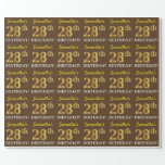 [ Thumbnail: Brown, Imitation Gold Look "28th Birthday" Wrapping Paper ]