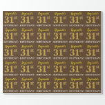 [ Thumbnail: Brown, Imitation Gold Look "31st Birthday" Wrapping Paper ]