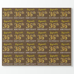 [ Thumbnail: Brown, Imitation Gold Look "36th Birthday" Wrapping Paper ]