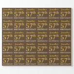 [ Thumbnail: Brown, Imitation Gold Look "57th Birthday" Wrapping Paper ]