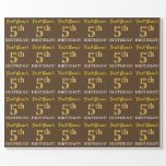 [ Thumbnail: Brown, Imitation Gold Look "5th Birthday" Wrapping Paper ]