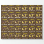 [ Thumbnail: Brown, Imitation Gold Look "63rd Birthday" Wrapping Paper ]