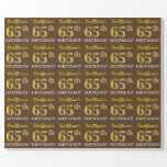 [ Thumbnail: Brown, Imitation Gold Look "65th Birthday" Wrapping Paper ]