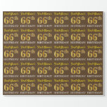 [ Thumbnail: Brown, Imitation Gold Look "66th Birthday" Wrapping Paper ]