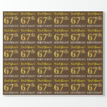 [ Thumbnail: Brown, Imitation Gold Look "67th Birthday" Wrapping Paper ]