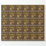 [ Thumbnail: Brown, Imitation Gold Look "6th Birthday" Wrapping Paper ]
