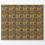 [ Thumbnail: Brown, Imitation Gold Look "84th Birthday" Wrapping Paper ]