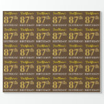 [ Thumbnail: Brown, Imitation Gold Look "87th Birthday" Wrapping Paper ]