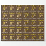 [ Thumbnail: Brown, Imitation Gold Look "8th Birthday" Wrapping Paper ]