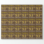 [ Thumbnail: Brown, Imitation Gold Look "93rd Birthday" Wrapping Paper ]