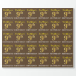 [ Thumbnail: Brown, Imitation Gold Look "9th Birthday" Wrapping Paper ]